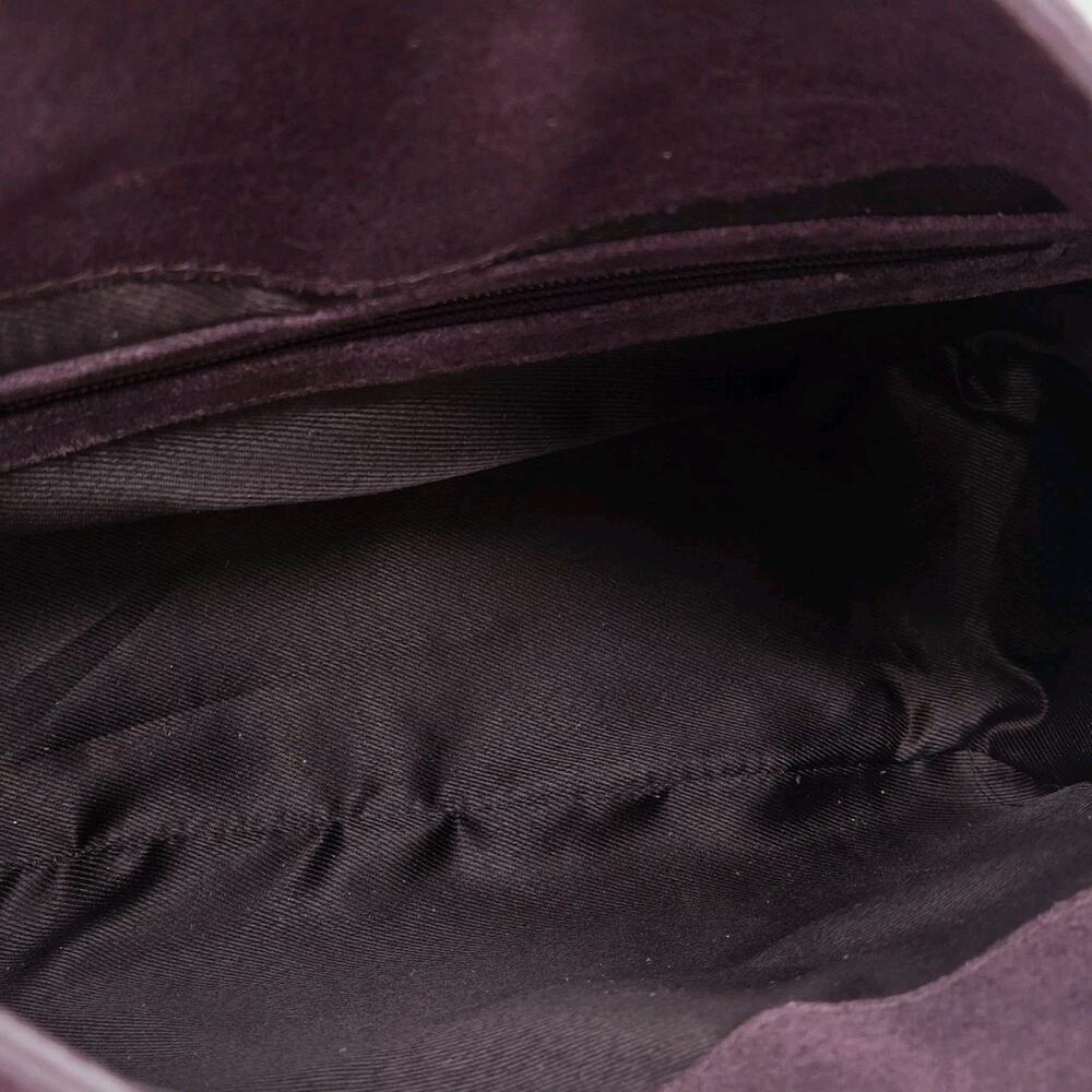 Purple Burgundy Leather Suede Shoulder Bag 11x6x4" Detach Strap NEW SLOUCH $78 - Picture 9 of 13